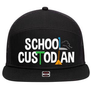 School Custodian Appreciation Gift Janitor 7 Panel Mesh Trucker Snapback Hat