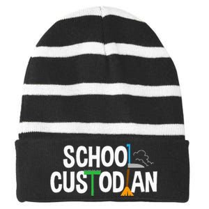 School Custodian Appreciation Gift Janitor Striped Beanie with Solid Band