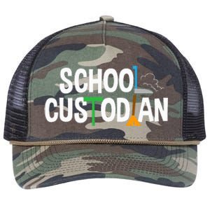 School Custodian Appreciation Gift Janitor Retro Rope Trucker Hat Cap