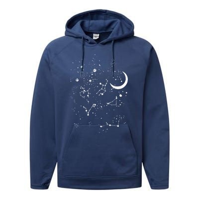 Stargazing Constellation Astronomy Lover Great Gift Performance Fleece Hoodie