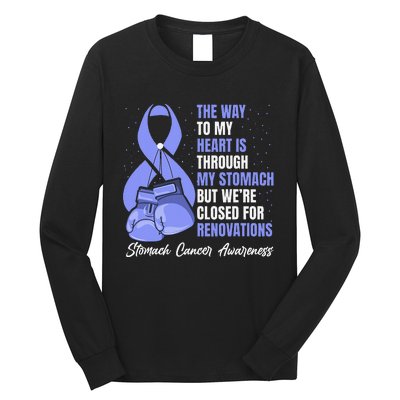 Stomach Cancer Awareness Warrior Periwinkle Ribbon Long Sleeve Shirt