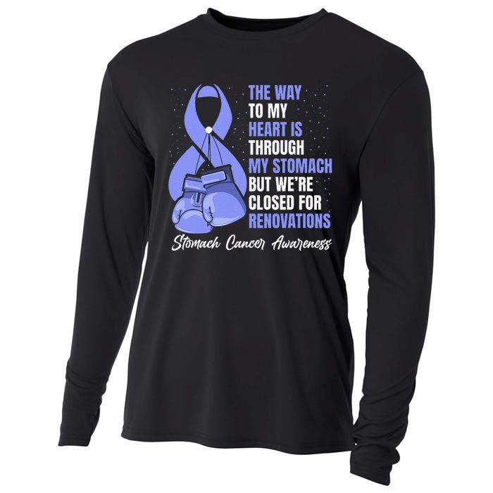 Stomach Cancer Awareness Warrior Periwinkle Ribbon Cooling Performance Long Sleeve Crew