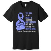 Stomach Cancer Awareness Warrior Periwinkle Ribbon Premium T-Shirt