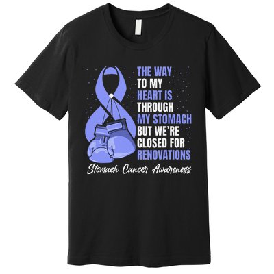 Stomach Cancer Awareness Warrior Periwinkle Ribbon Premium T-Shirt