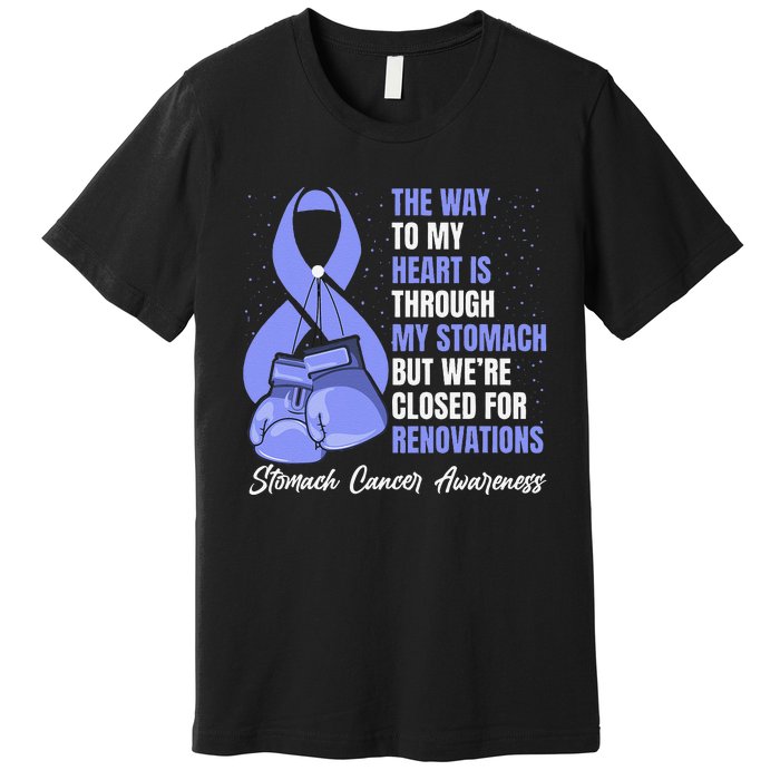 Stomach Cancer Awareness Warrior Periwinkle Ribbon Premium T-Shirt