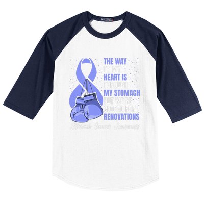 Stomach Cancer Awareness Warrior Periwinkle Ribbon Baseball Sleeve Shirt