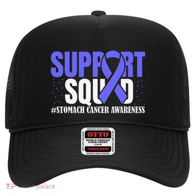Stomach Cancer Awareness Warrior Periwinkle Ribbon High Crown Mesh Back Trucker Hat