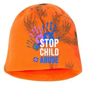 Stop Child Abuse Child Abuse Prevention Awareness Kati - Camo Knit Beanie