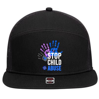 Stop Child Abuse Child Abuse Stop Child Abuse 7 Panel Mesh Trucker Snapback Hat