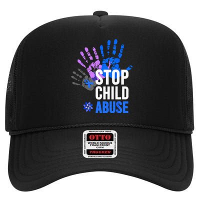 Stop Child Abuse Child Abuse Stop Child Abuse High Crown Mesh Back Trucker Hat