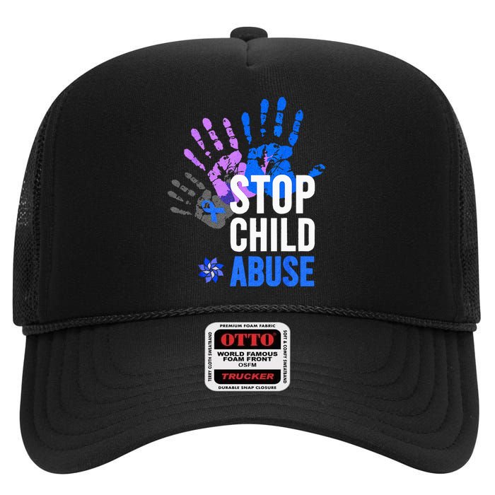 Stop Child Abuse Child Abuse Stop Child Abuse High Crown Mesh Back Trucker Hat