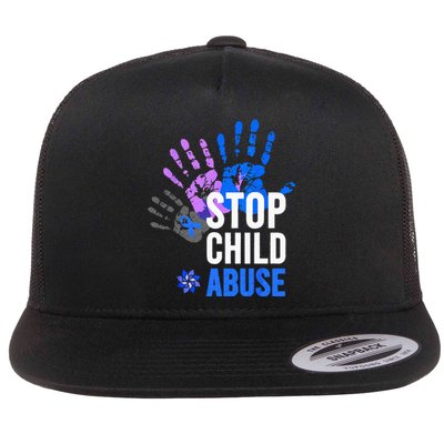 Stop Child Abuse Child Abuse Stop Child Abuse Flat Bill Trucker Hat