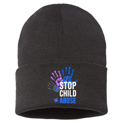 Stop Child Abuse Child Abuse Stop Child Abuse Sustainable Knit Beanie