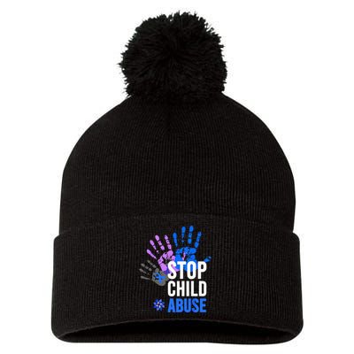 Stop Child Abuse Child Abuse Stop Child Abuse Pom Pom 12in Knit Beanie