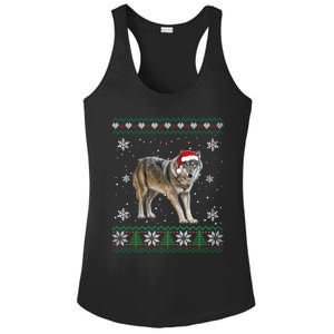 Santa Coyote Animals Christmas Pajama Ugly Sweater Great Gift Ladies PosiCharge Competitor Racerback Tank