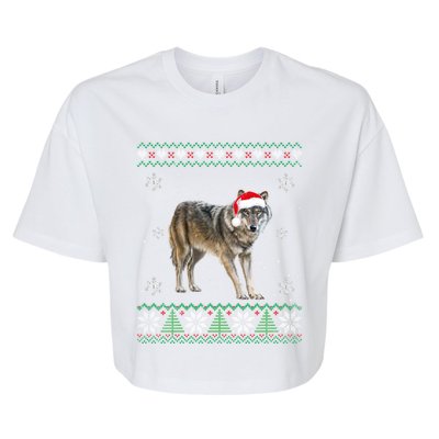 Santa Coyote Animals Christmas Pajama Ugly Sweater Great Gift Bella+Canvas Jersey Crop Tee