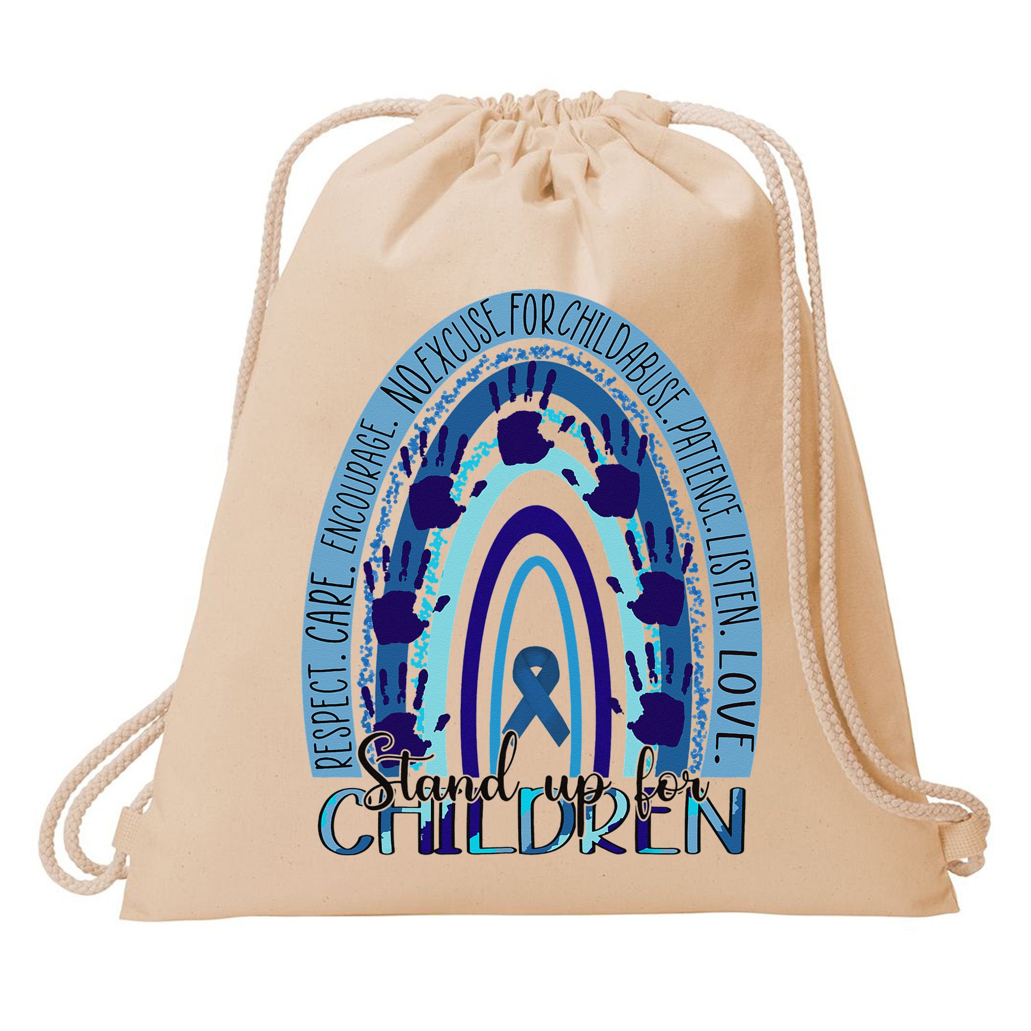 Stop Child Abuse Prevention Awareness Month Drawstring Bag