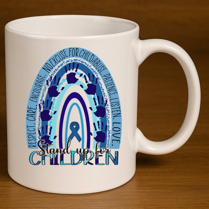 Stop Child Abuse Prevention Awareness Month 11oz C Handle Ceramic Mug