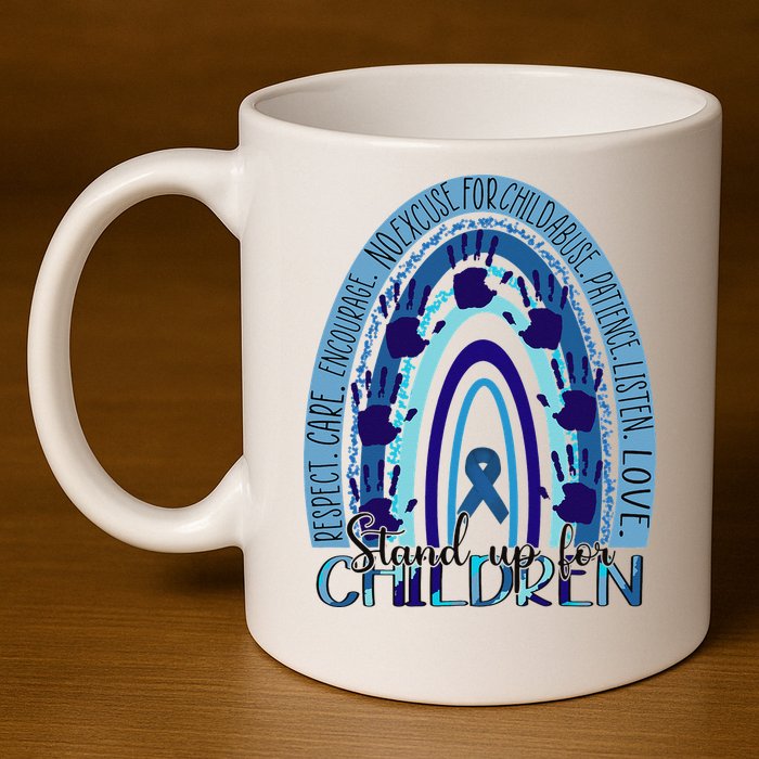 Stop Child Abuse Prevention Awareness Month 11oz C Handle Ceramic Mug