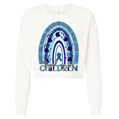 Stop Child Abuse Prevention Awareness Month Cropped Pullover Crew