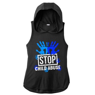 Stop Child Abuse Child Abuse Prevention Awareness Ladies PosiCharge Tri-Blend Wicking Draft Hoodie Tank