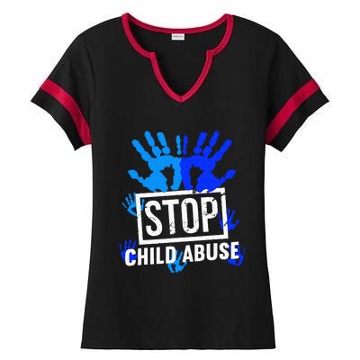 Stop Child Abuse Child Abuse Prevention Awareness Ladies Halftime Notch Neck Tee