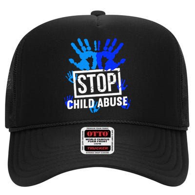 Stop Child Abuse Child Abuse Prevention Awareness High Crown Mesh Back Trucker Hat