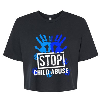 Stop Child Abuse Child Abuse Prevention Awareness Bella+Canvas Jersey Crop Tee