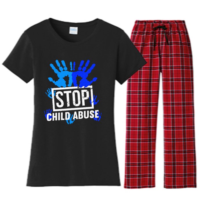 Stop Child Abuse Child Abuse Prevention Awareness Women's Flannel Pajama Set