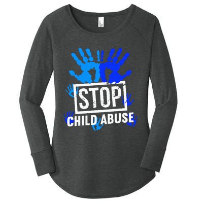 Stop Child Abuse Child Abuse Prevention Awareness Women's Perfect Tri Tunic Long Sleeve Shirt