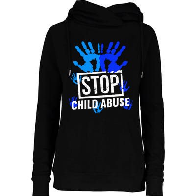 Stop Child Abuse Child Abuse Prevention Awareness Womens Funnel Neck Pullover Hood