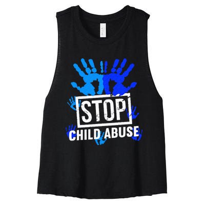 Stop Child Abuse Child Abuse Prevention Awareness Women's Racerback Cropped Tank