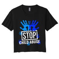 Stop Child Abuse Child Abuse Prevention Awareness Women's Crop Top Tee