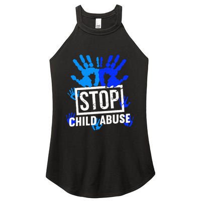 Stop Child Abuse Child Abuse Prevention Awareness Women’s Perfect Tri Rocker Tank