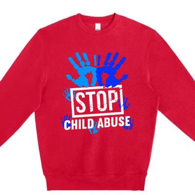 Stop Child Abuse Child Abuse Prevention Awareness Premium Crewneck Sweatshirt