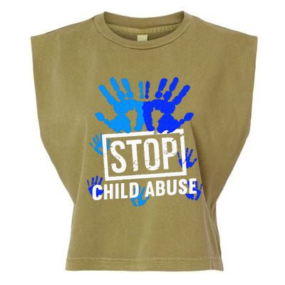 Stop Child Abuse Child Abuse Prevention Awareness Garment-Dyed Women's Muscle Tee