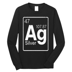 Silver Chemical Ag Symbol Periodic Table of Elements Present Long Sleeve Shirt