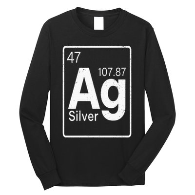 Silver Chemical Ag Symbol Periodic Table of Elements Present Long Sleeve Shirt
