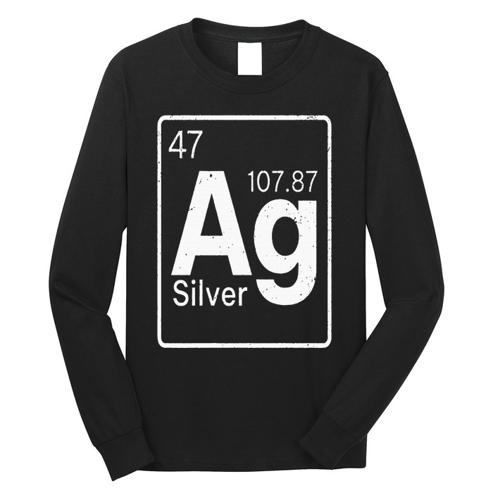 Silver Chemical Ag Symbol Periodic Table of Elements Present Long Sleeve Shirt