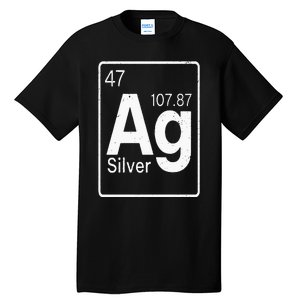 Silver Chemical Ag Symbol Periodic Table of Elements Present Tall T-Shirt