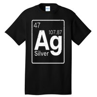 Silver Chemical Ag Symbol Periodic Table of Elements Present Tall T-Shirt