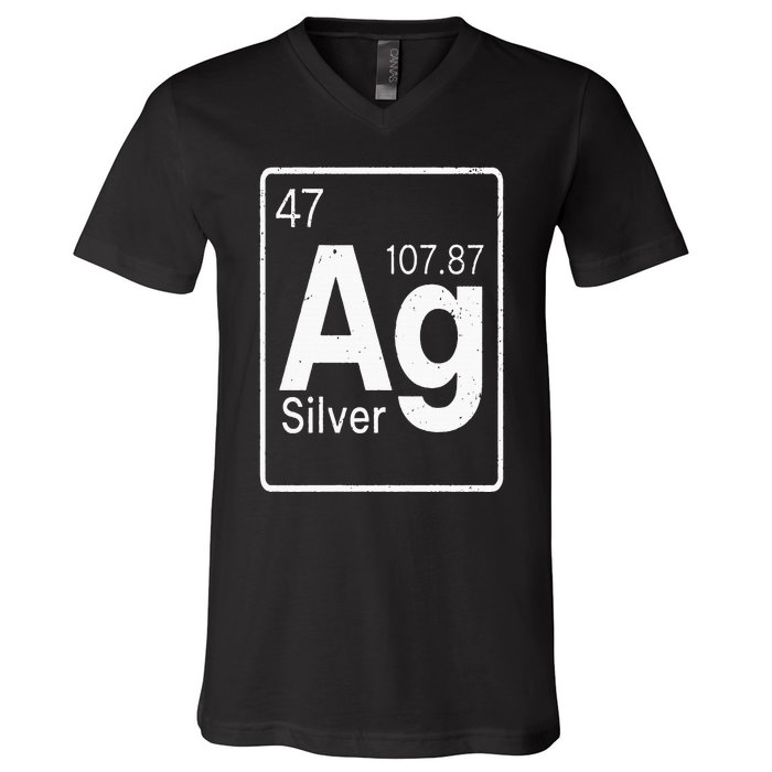 Silver Chemical Ag Symbol Periodic Table of Elements Present V-Neck T-Shirt