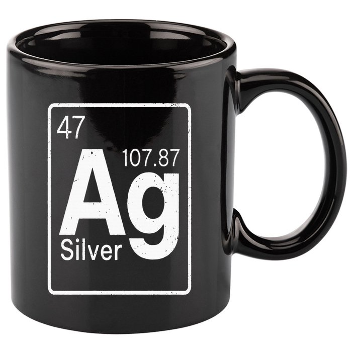 Silver Chemical Ag Symbol Periodic Table of Elements Present 11oz C Handle Ceramic Mug