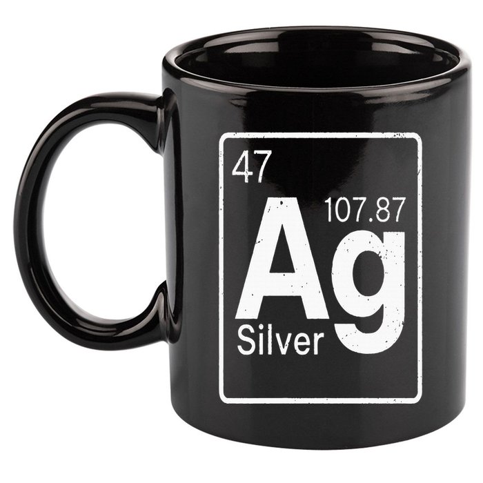 Silver Chemical Ag Symbol Periodic Table of Elements Present 11oz C Handle Ceramic Mug