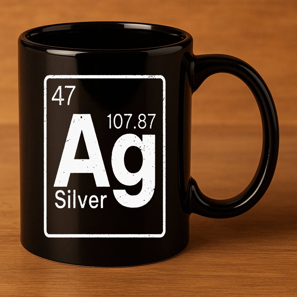 Silver Chemical Ag Symbol Periodic Table of Elements Present 11oz C Handle Ceramic Mug