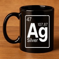 Silver Chemical Ag Symbol Periodic Table of Elements Present 11oz C Handle Ceramic Mug