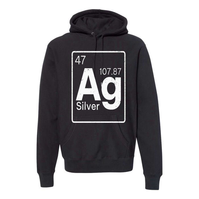 Silver Chemical Ag Symbol Periodic Table of Elements Present Premium Hoodie