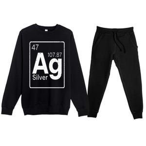 Silver Chemical Ag Symbol Periodic Table of Elements Present Premium Crewneck Sweatsuit Set