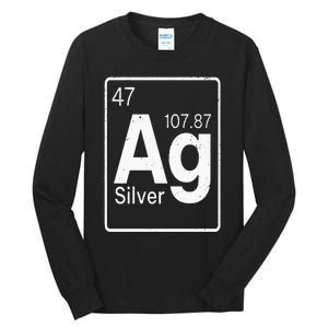 Silver Chemical Ag Symbol Periodic Table of Elements Present Tall Long Sleeve T-Shirt