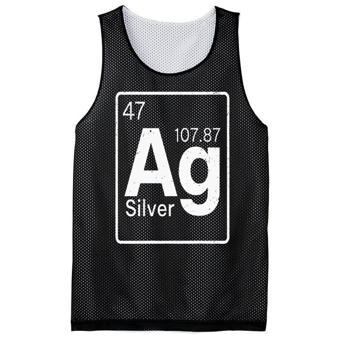 Silver Chemical Ag Symbol Periodic Table of Elements Present Mesh Reversible Basketball Jersey Tank